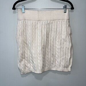 Olivaceous Cable‎ Knit Mini Skirt, Medium, Ivory